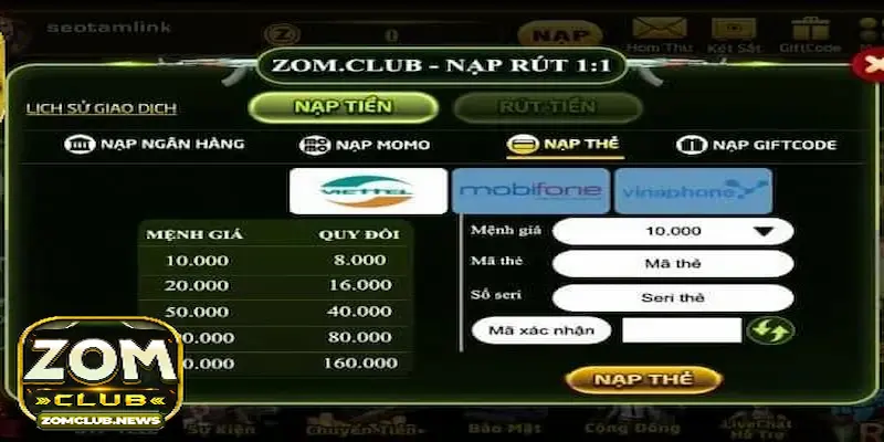 Hướng dẫn chi tiết quy trình và cách nạp tiền Zomclub